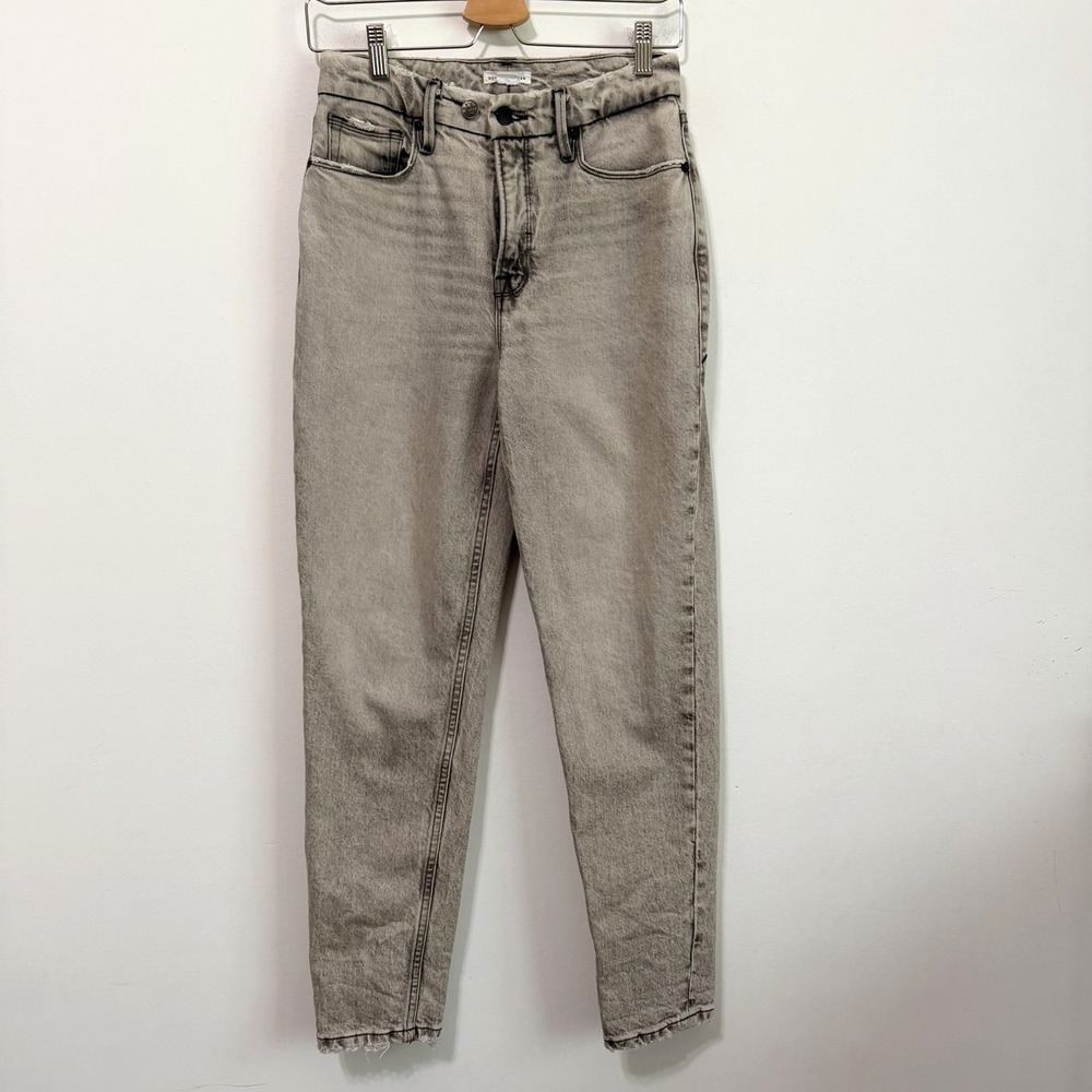 Good American Jeans 00/24 Good Girlfriend High Waist Distressed Black Gray 27x29